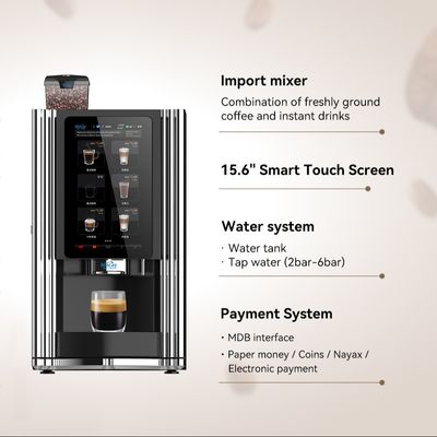 220V / 50-60Hz Ticari Fasulye ile fincan Kahve Satıcı Makinesi Dokunmatik Ekranla
