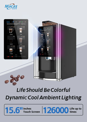 İyi bir fiyat. Ticari Kahve Satış Makinesi 220V/50-60Hz 57Kg 15.6 inç dokunmatik ekran MOQ 2birim IOT desteği çevrimiçi